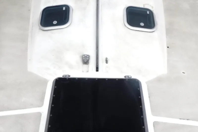 Slide: The Image of 1975 Carter 3/4 Ton boat deck with windows and hatch, top view. - 7
