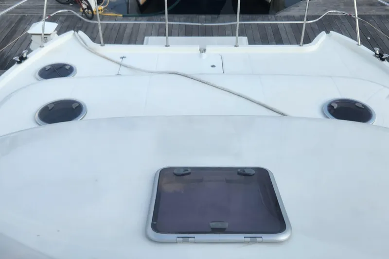 Slide: The Image of Deck view of 2013 Fountaine Pujut Summerland 40 catamaran at dock. - 33