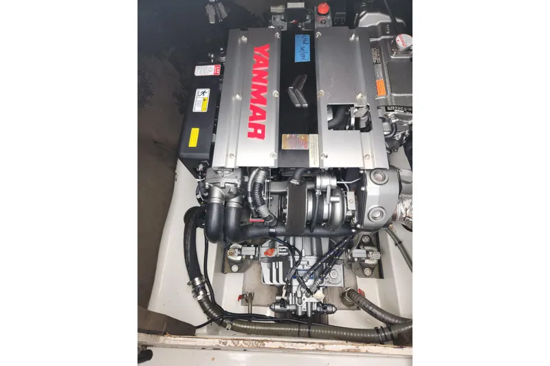 Slide: The Image of Engine of 2013 Fountaine Pujut Summerland 40 with Yanmar branding, detailed view. - 38