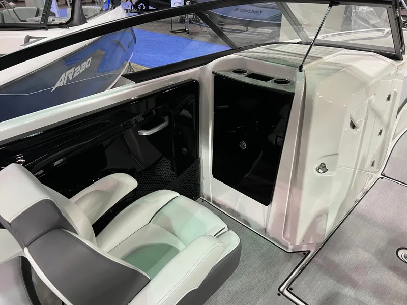Slide: The Image of Interior of 2025 Yamaha AR250 boat with modern seating. - 6