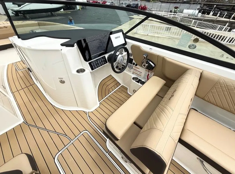 Slide: The Image of Interior of 2025 Sea Ray SDX 270 with modern cockpit design. - 3