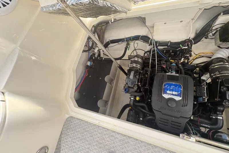 Slide: The Image of Engine compartment of a 2008 Maxum 2700 SE boat with Mercury 350 MAG MPI. - 64