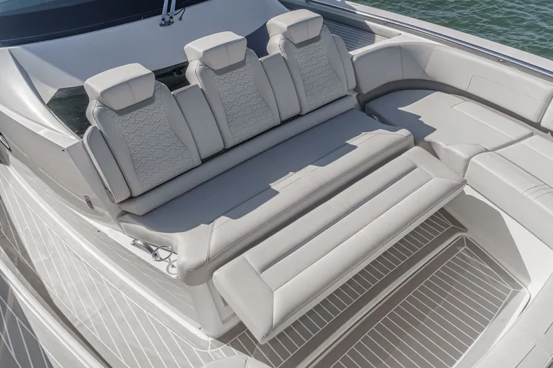 Slide: The Image of Luxurious seating on the 2023 Tiara Yachts 48 LS. - 3