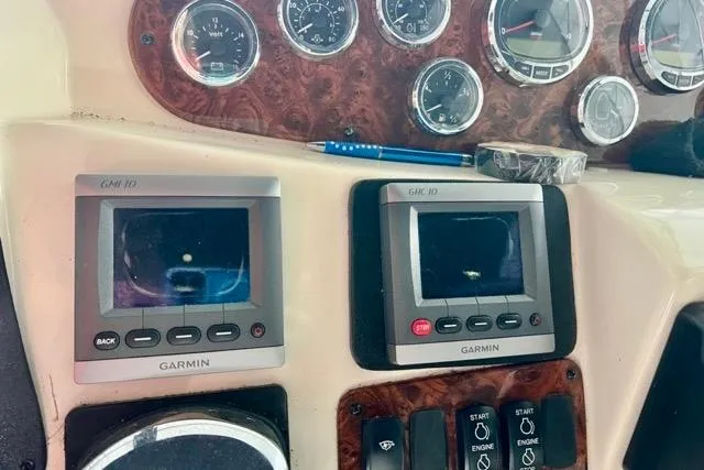 Slide: The Image of Dashboard of a 2007 Meridian 368 Motoryacht with Garmin navigation displays. - 11