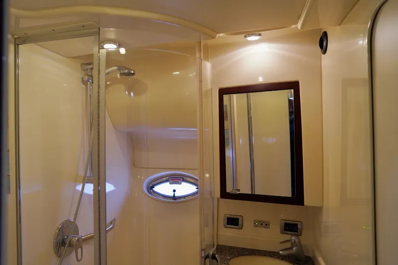 Slide: The Image of Luxurious bathroom interior of 2006 Sea Ray 40 Motor Yacht with shower and vanity. - 36