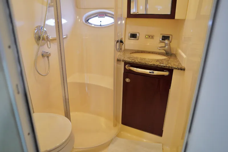 Slide: The Image of Luxurious bathroom in a 2006 Sea Ray 40 Motor Yacht with shower and granite countertop. - 37