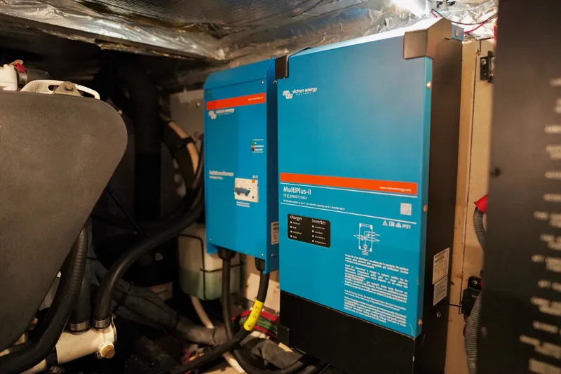 Slide: The Image of Electrical system inside a 2006 Sea Ray 40 Motor Yacht, featuring Victron Energy components. - 77