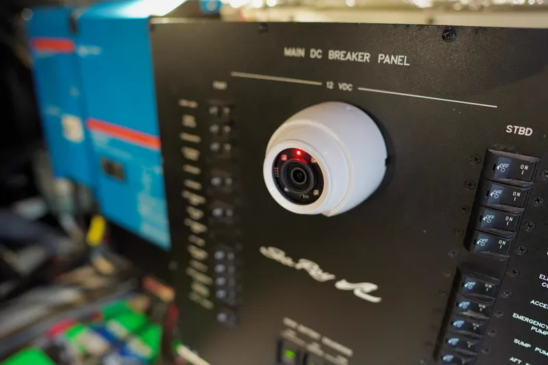 Slide: The Image of Main DC breaker panel with camera on 2006 Sea Ray 40 Motor Yacht. - 78