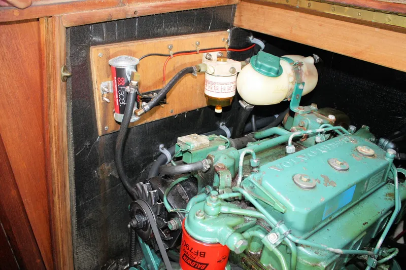 Slide: The Image of Engine compartment of a 1991 Ericson 380 sailboat with Volvo Penta engine. - 66