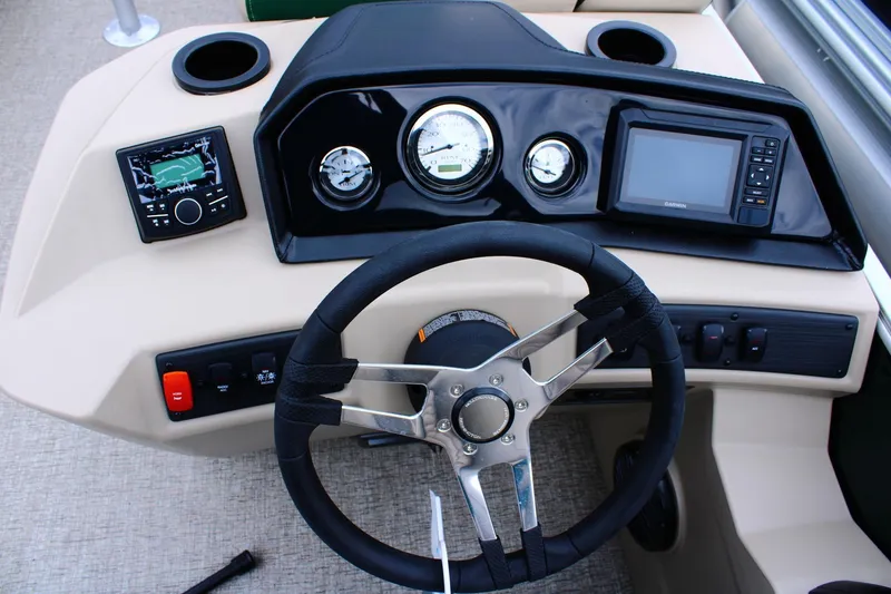 Slide: The Image of Steering console of 2026 Bennington 21 SSRSF boat with modern gauges and controls. - 10