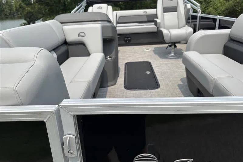 Slide: The Image of 2026 Sun Tracker Party Barge 22 RF XP3 interior with spacious seating and modern design. - 5
