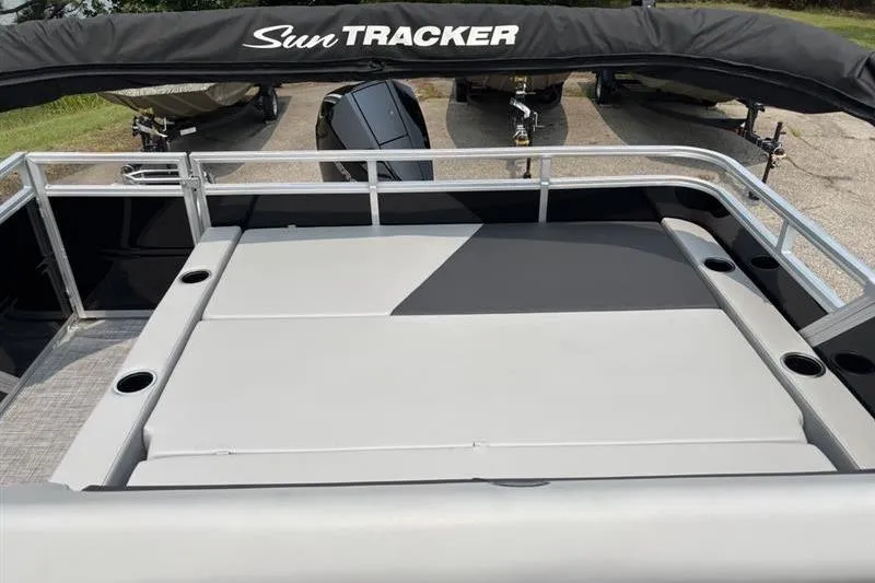 Slide: The Image of 2026 Sun Tracker Party Barge 22 RF XP3 with spacious seating and sleek design. - 20