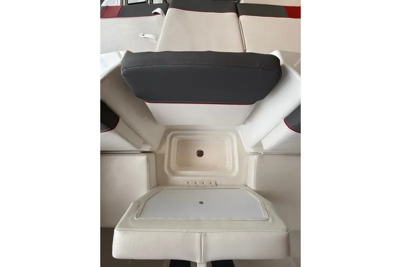 Slide: The Image of 2026 Tahoe T16 boat interior with seating and storage compartment. - 6