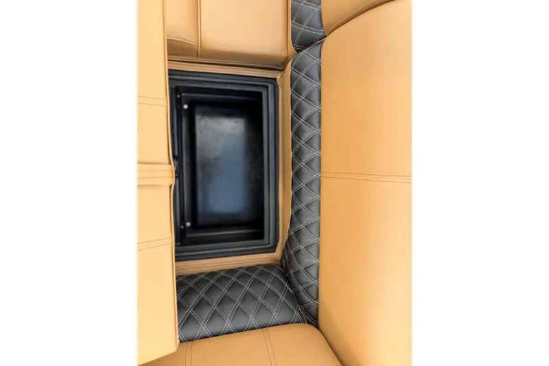 Slide: The Image of Luxurious seating with storage compartment in 2026 Ranger 223FC boat. - 23