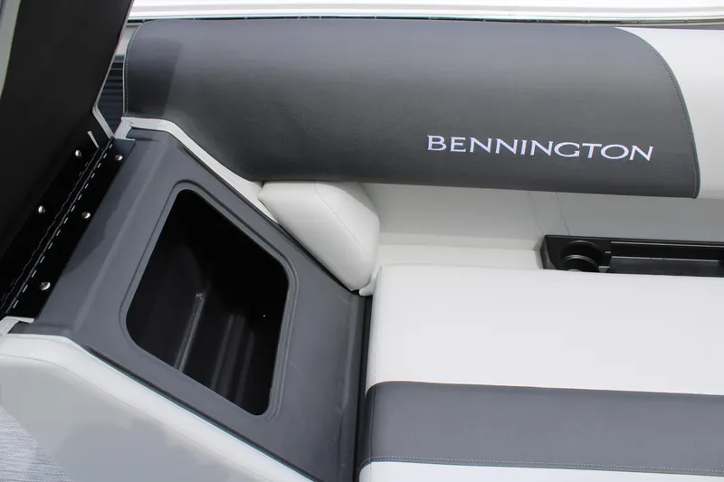 Slide: The Image of Interior seating of 2026 Bennington 22 SSRSF boat with storage compartment. - 4