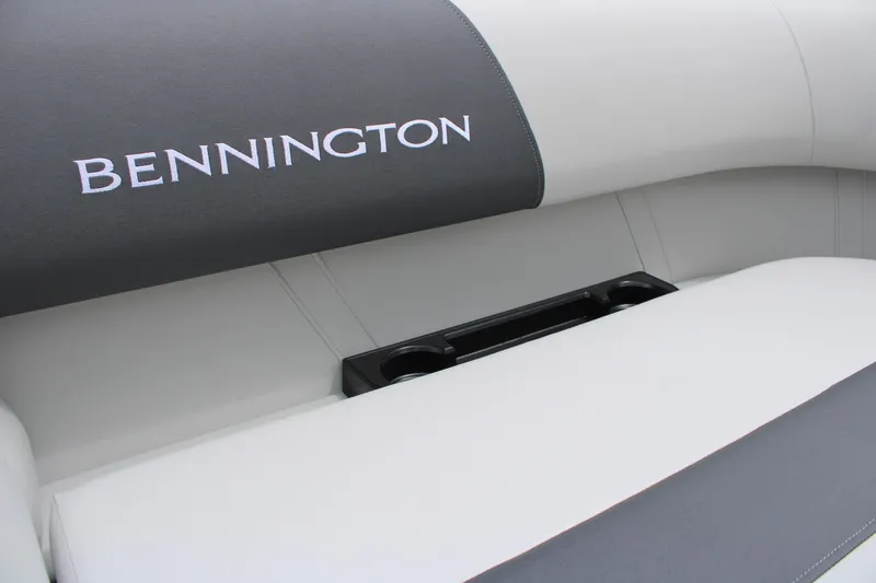 Slide: The Image of 2026 Bennington 22 SSRSF boat seat with logo and cup holder. - 5