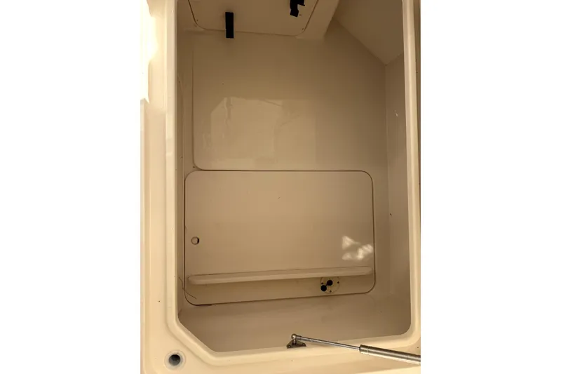 Slide: The Image of 2017 Grady White Freedom 335 storage compartment interior, showcasing spacious design and clean finish. - 14