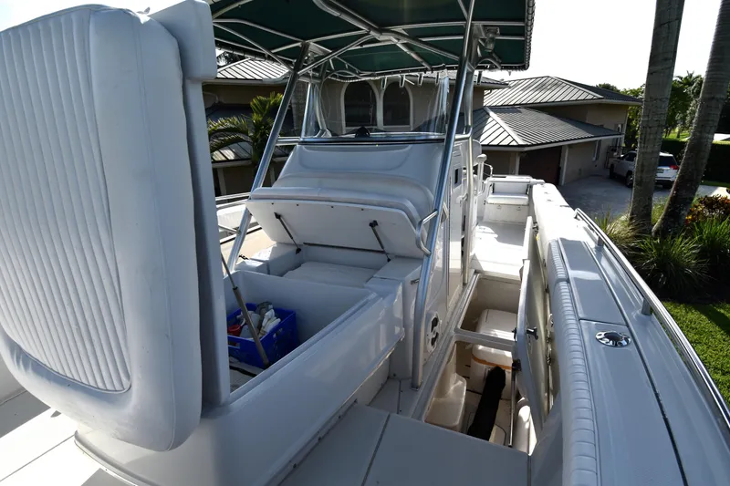 Slide: The Image of 2007 Glacier Bay 3065 Canyon Runner boat interior with seating and storage compartments. - 25