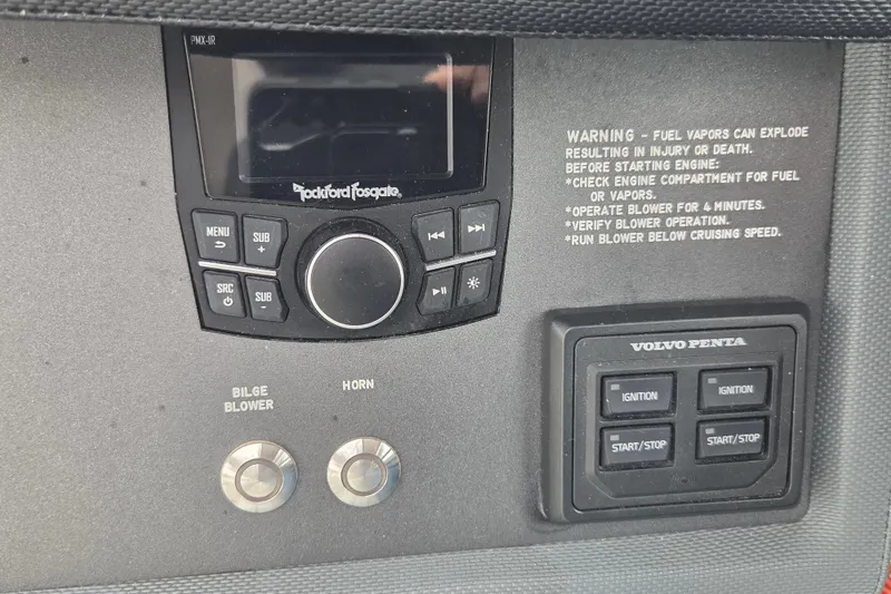 Slide: The Image of Control panel of a 2017 Cobalt A40 Coupe with Rockford Fosgate audio and Volvo Penta ignition. - 10