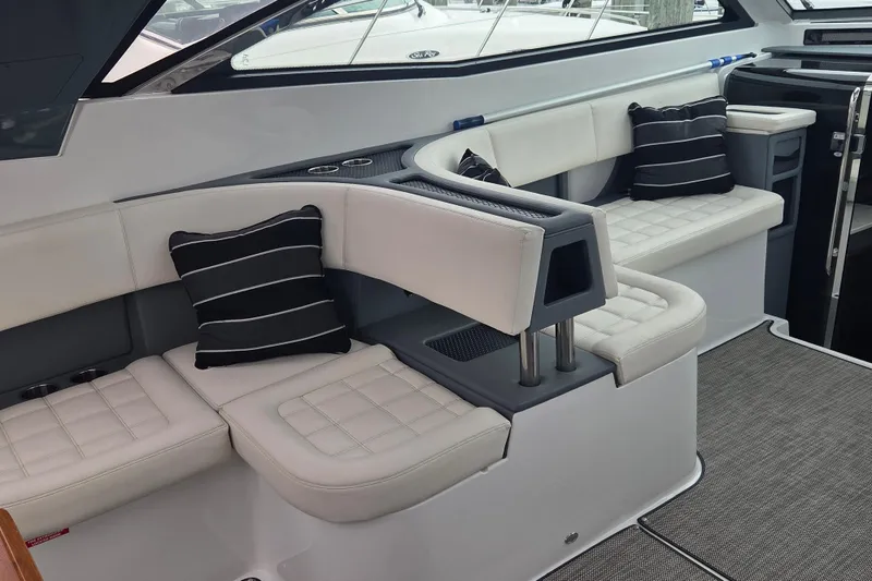 Slide: The Image of Luxurious interior seating of a 2017 Cobalt A40 Coupe with striped cushions. - 12