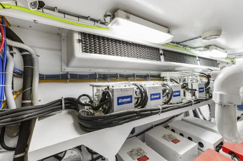 Slide: The Image of Engine room of 2002 Hatteras 63 Raised Pilothouse Motor Yacht with Cruisair systems. - 90