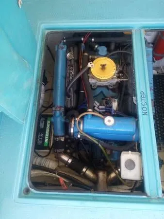 Slide: The Image of Engine compartment of a 1968 Tollycraft Royal Express boat. - 27