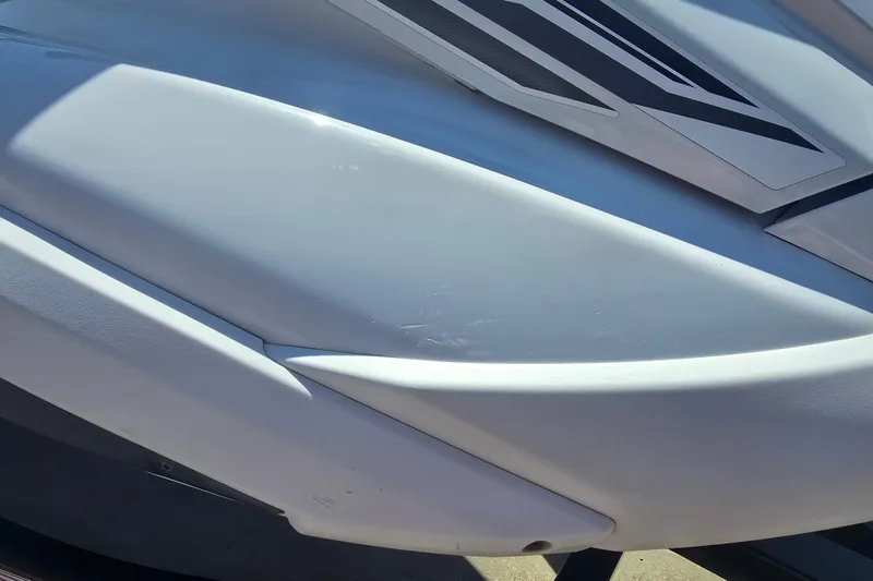 Slide: The Image of 2019 Yamaha WaveRunner FX Cruiser HO, sleek white body detail. - 15