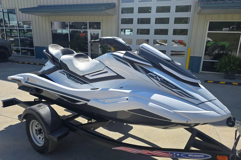 Slide: The Image of 2019 Yamaha WaveRunner FX Cruiser HO on trailer, parked outside a building. - 7