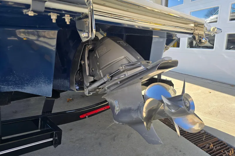 Slide: The Image of 2020 Cobalt R3 boat propeller and stern drive close-up in sunlight. - 5