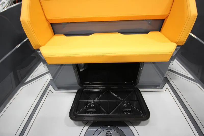 Slide: The Image of Yellow seat and storage compartment on 2026 IRON BOATS IRON 767. - 17