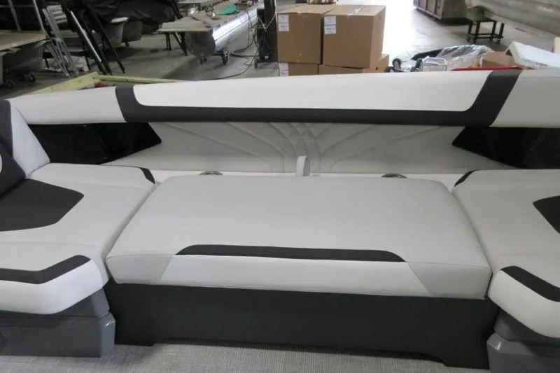 Slide: The Image of 2026 Tahoe boat interior seating with modern design and comfortable upholstery. - 15