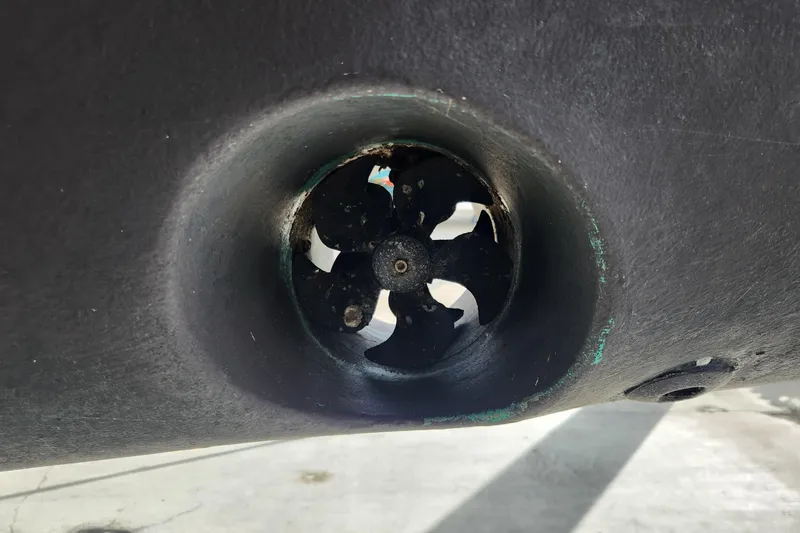 Slide: The Image of Bow thruster of a 2006 Endeavour 44 TrawlerCat, close-up view. - 46