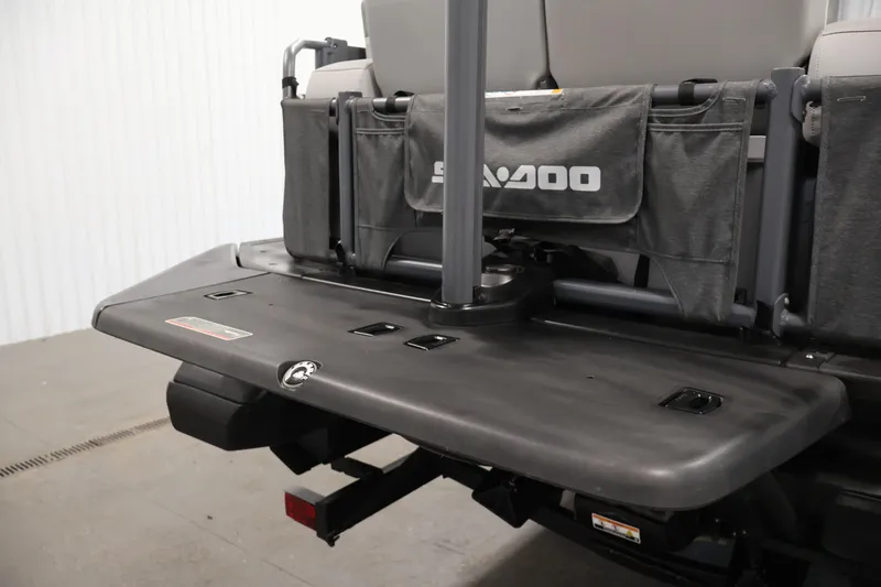 Slide: The Image of 2023 Sea-Doo Switch Cruise 21 rear deck with storage compartments. - 29