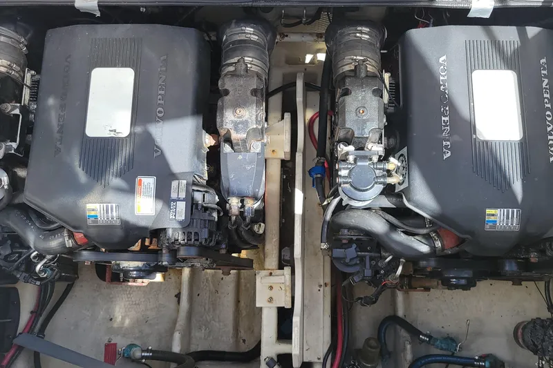 Slide: The Image of Twin Volvo Penta engines in a 2005 Regal Commodore 2860 boat. - 24