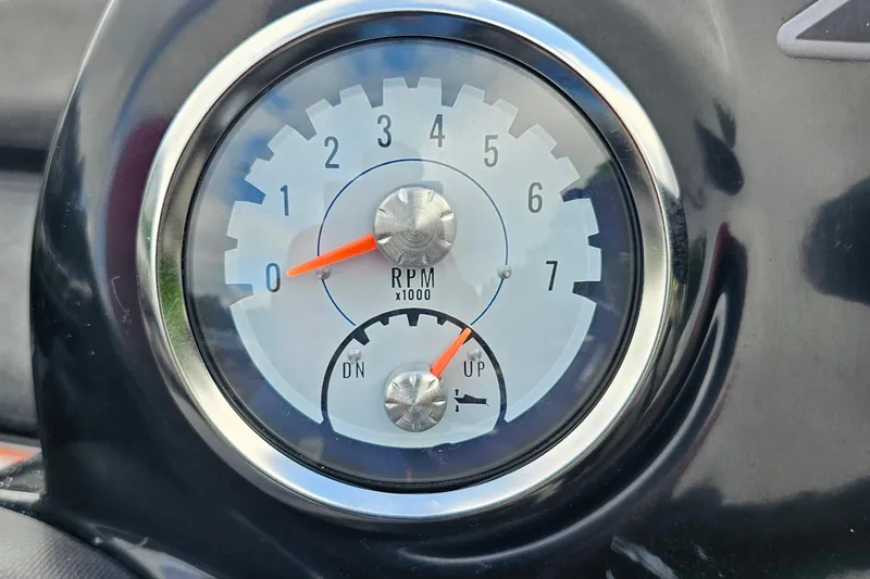 Slide: The Image of Close-up of a Nitro Z20 Pro 2017 RPM gauge displaying engine speed. - 12