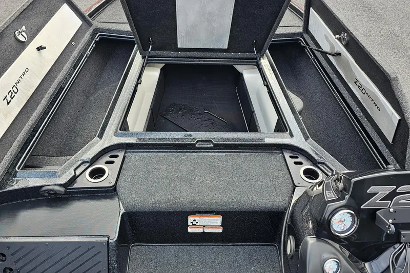 Slide: The Image of 2017 Nitro Z20 Pro boat interior with open storage compartments and sleek design. - 27