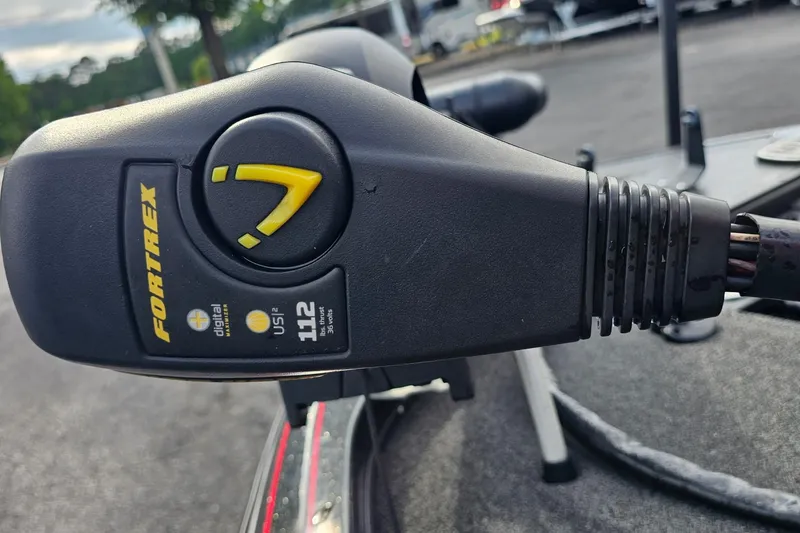 Slide: The Image of Trolling motor control on a 2017 Nitro Z20 Pro boat, featuring Fortrex branding. - 32