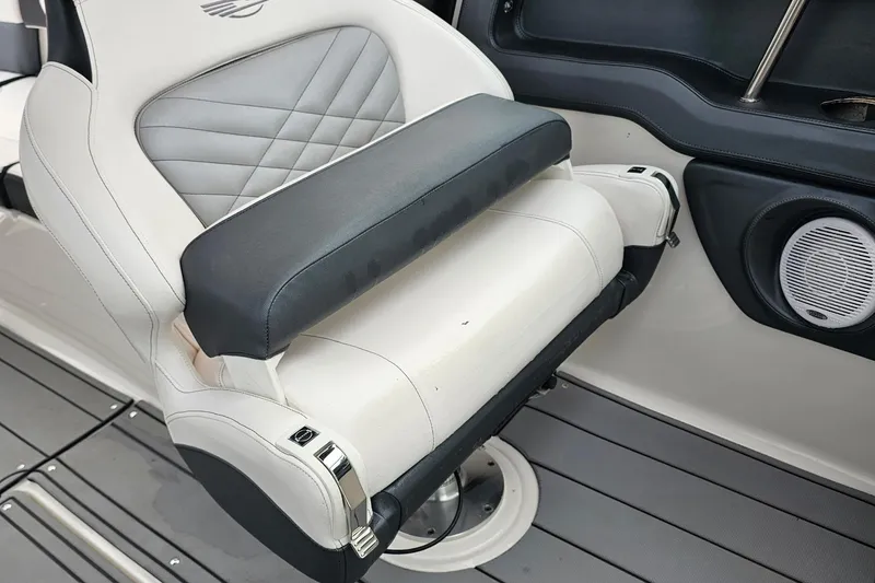 Slide: The Image of Luxury seating in 2021 Chaparral 307 SSX boat, featuring premium upholstery and sleek design. - 20