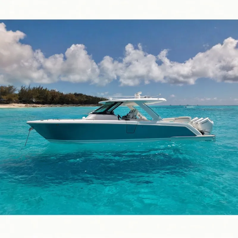 The Image of Tiara Yachts 38 LS 2025 in turquoise water, featuring sleek design and luxurious interior. - 0