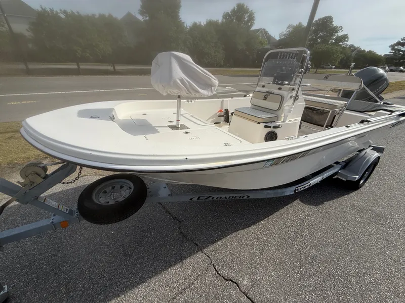 Slide: The Image of 2020 Carolina Skiff 17 JLS boat on trailer, side view. - 1
