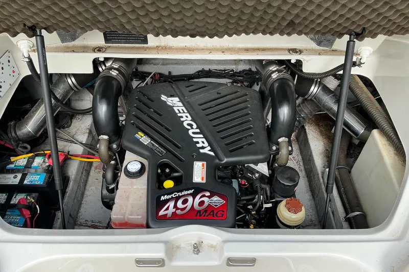 Slide: The Image of Engine compartment of a 2004 Crownline 270 BR with MerCruiser 496 MAG engine. - 1