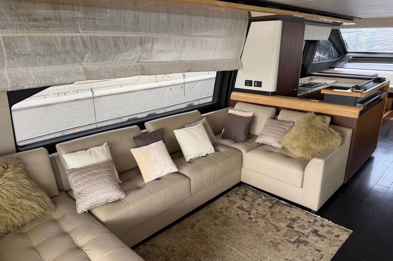 Slide: The Image of Luxurious interior of 2017 Azimut Fly 72 yacht with plush seating and elegant decor. - 18