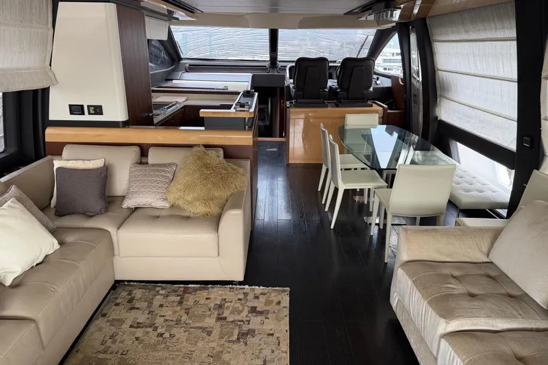 Slide: The Image of Luxurious interior of 2017 Azimut Fly 72 yacht with modern furnishings and elegant design. - 19