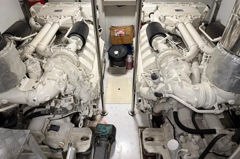 Slide: The Image of Engine room of a 2017 Azimut Fly 72 yacht, showcasing dual engines. - 65
