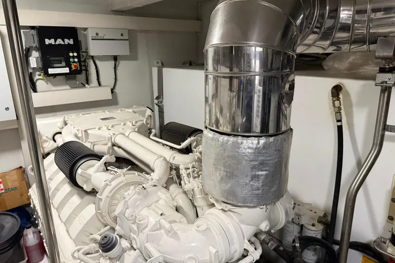 Slide: The Image of Engine room of 2017 Azimut Fly 72 yacht featuring MAN engine components. - 67