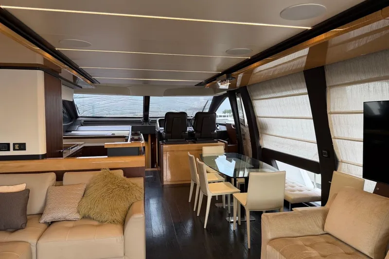 Slide: The Image of Luxurious interior of 2017 Azimut Fly 72 yacht with modern furnishings and elegant design. - 73