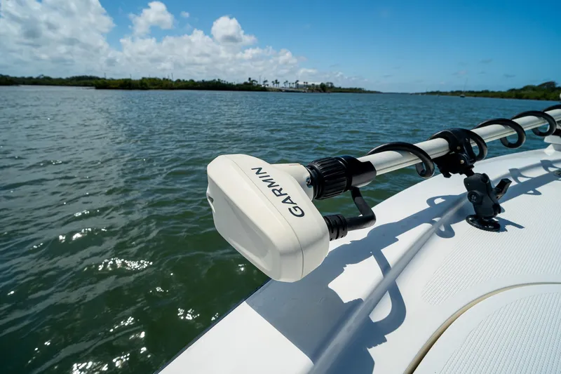 Slide: The Image of 2018 SeaVee 270Z boat with Garmin equipment on calm water. - 17