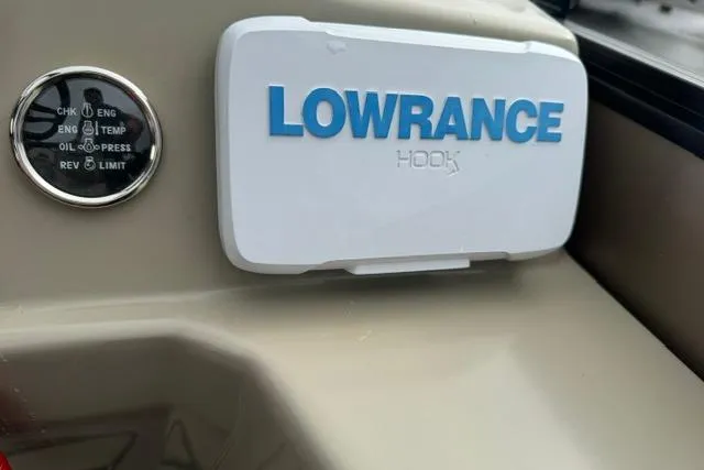 Slide: The Image of Boat dashboard featuring Lowrance Hook device, Viaggio Lago 18F, 2022 model. - 13