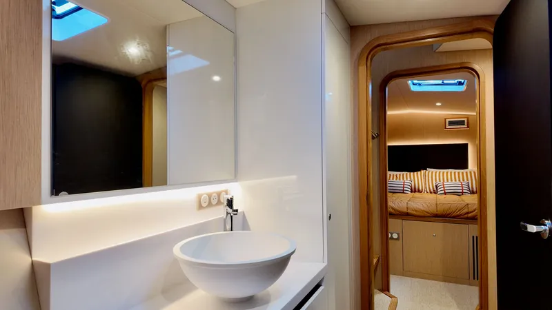 Slide: The Image of Luxurious bathroom and bedroom on the 2024 LEEN-TRIMARANS 72. - 27