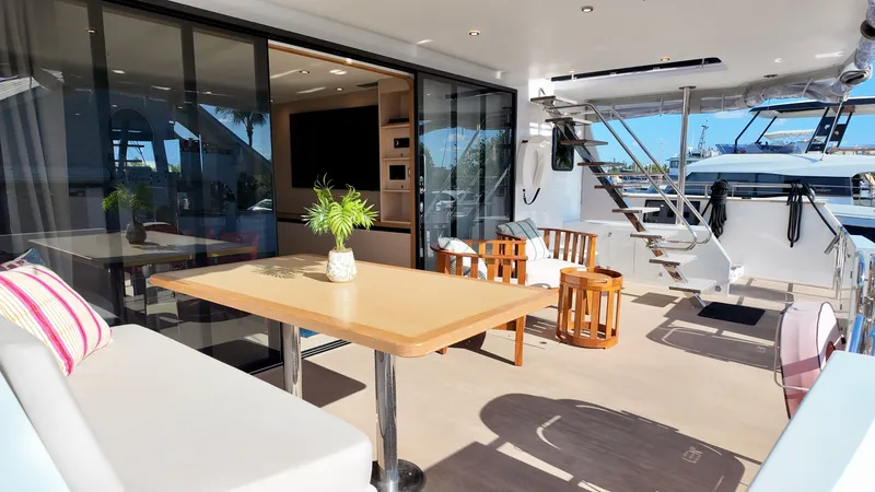 Slide: The Image of Luxurious outdoor area of the 2024 LEEN-TRIMARANS 72 yacht. - 10